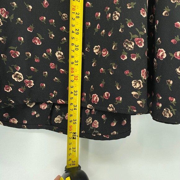 Vintage 90s Black Floral Maxi Skirt Romantic Fairy Grunge Dark Cottagecore large - Picture 8 of 12